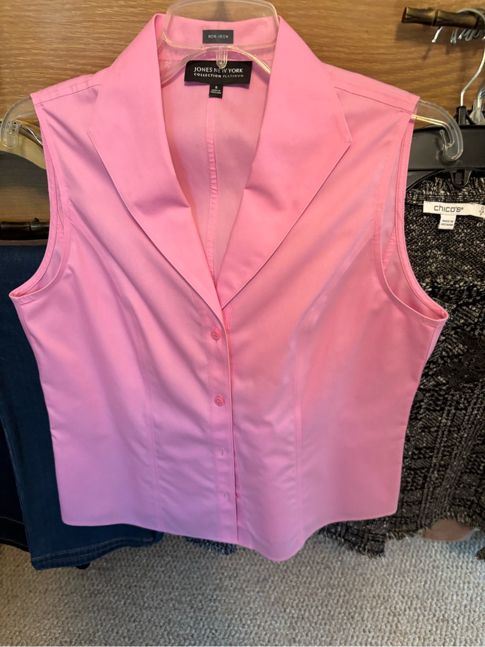 Jones New York Pink Sleeveless Button-Front Blouse